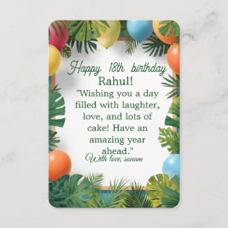 Tropical Balloons Colorful Kids Birthday Response 