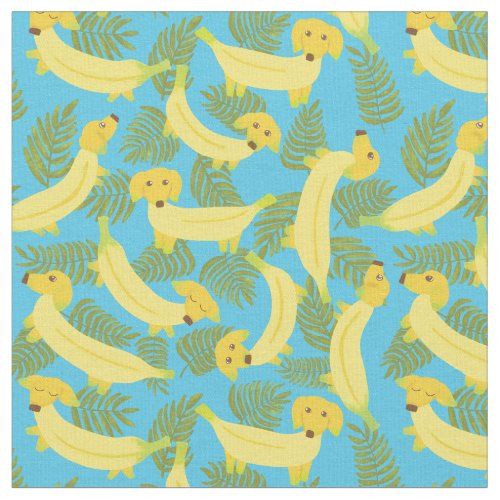 Tropical Banana Dogs Cute Patterned Fabric