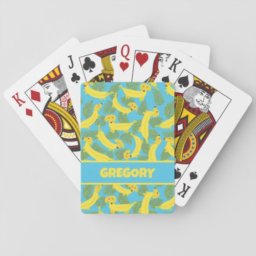 Tropical Banana Dogs Cute Patterned Playing Cards