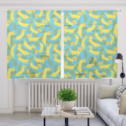 Tropical Banana Dogs Cute Patterned Sheer Curtains