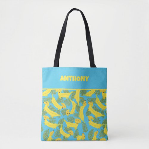 Tropical Banana Dogs Cute Patterned Tote Bag