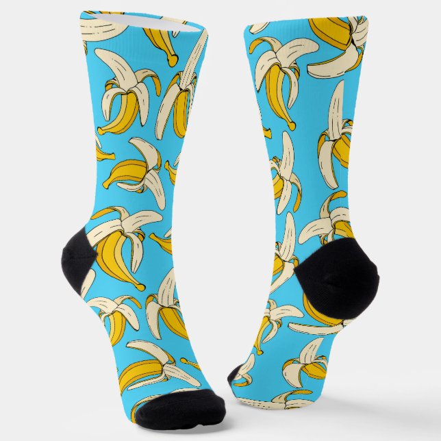 Tropical Banana Fruit Print Food Patterned Socks (Angled)