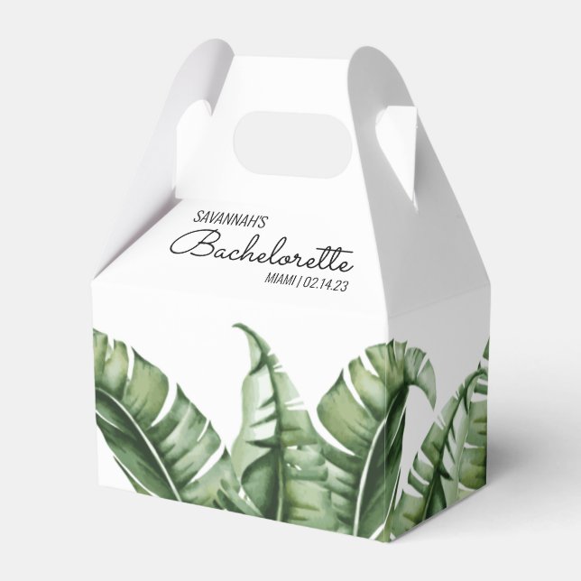 Tropical Banana Leaf Bachelorette Favor Boxes (Front Side)