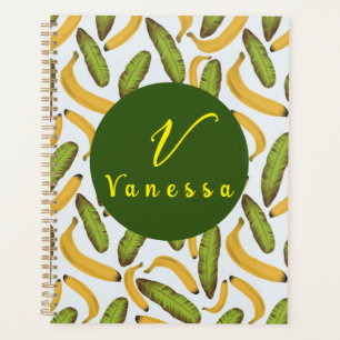 Tropical Banana Leaf Monogram Script Planner