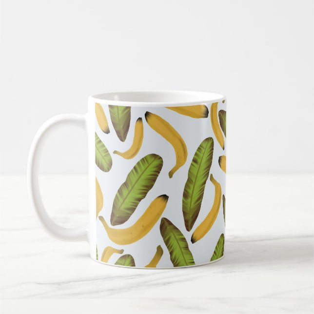 Tropical Banana Leaf Pattern Coffee Mug (Left)