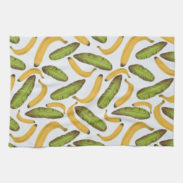 Tropical Banana Leaf Pattern  Kitchen Towel (Horizontal)