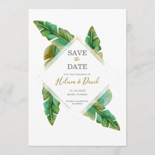 Tropical Banana Leaf Save the Date Card