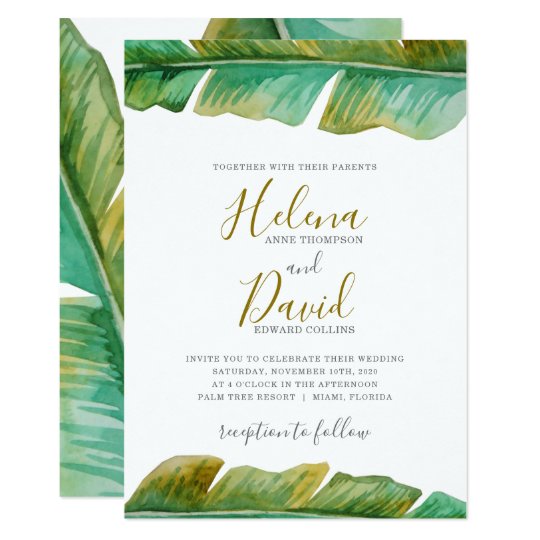 Tropical Banana Leaf Wedding Invitation