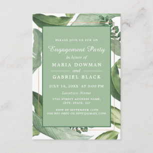 Tropical banana leafs. Wild nature Engagement Part Invitation