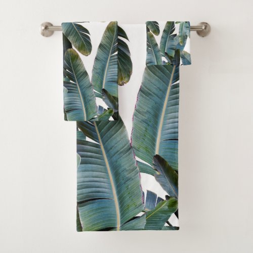 Tropical Banana Leaves Jungle 4a tropical wall  Bath Towel Set