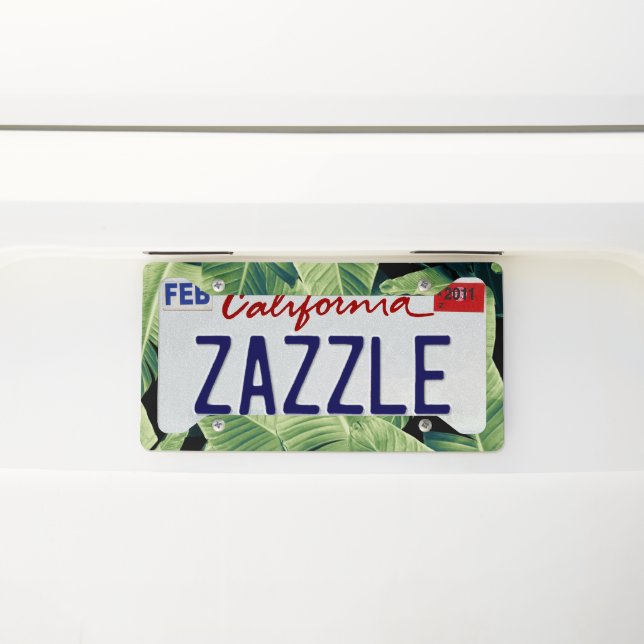 Tropical Banana Leaves Night Jungle #1 #tropical  License Plate Frame (On Car)