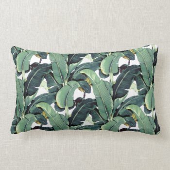 Tropical Banana Leaves Palm Lumbar Throw Pillow by RockPaperDove at Zazzle