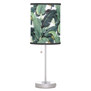 Tropical Banana Leaves Palm Table Lamp by RockPaperDove at Zazzle