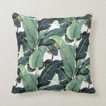 Tropical Banana Leaves Palm Throw Pillow by RockPaperDove at Zazzle