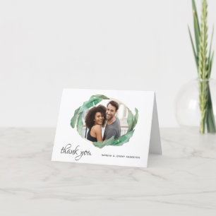 Tropical Banana Leaves Thank You with Photo Card