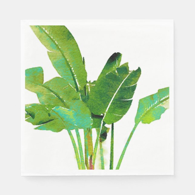 Tropical Banana Leaves Watercolor Napkins (Front)