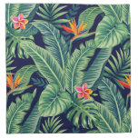 Tropical Banana Monstera Palm Leaves &amp; Flowers Cloth Napkin