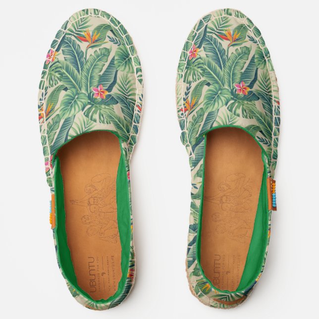 Tropical Banana Monstera Palm Leaves & Flowers Espadrilles (Front)