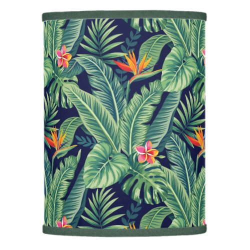 Tropical Banana Monstera Palm Leaves  Flowers Lamp Shade