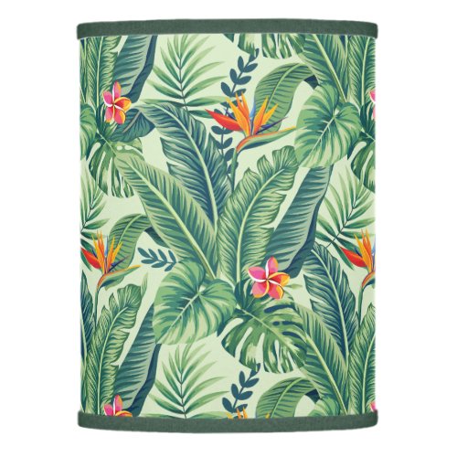 Tropical Banana Monstera Palm Leaves  Flowers Lamp Shade