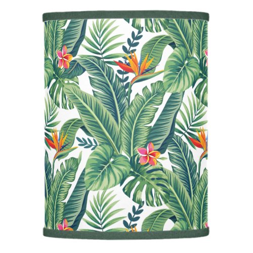 Tropical Banana Monstera Palm Leaves  Flowers Lamp Shade