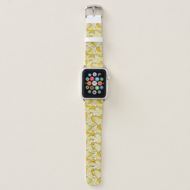 Tropical Banana Print Trendy Apple Watch Band (Front)