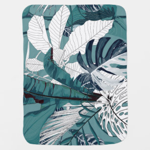 Tropical Bananas Monstera: Fashionable Seamless. Baby Blanket