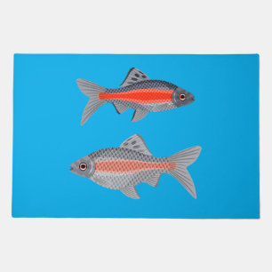 Tropical Barb Fish Red and Grey Exotic Aquatic Doormat