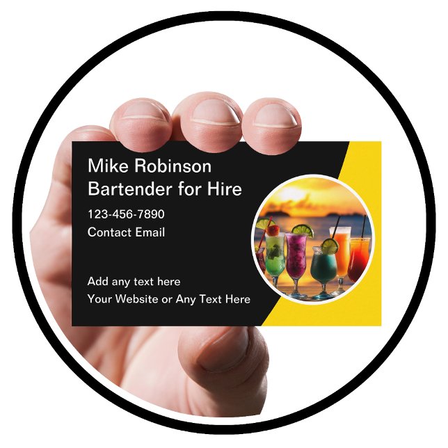 Tropical Bartender For Hire Business Cards (Creator Uploaded)