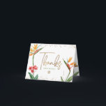 Tropical Bat Mitzvah Floral Watercolor Gold Script Thank You Card<br><div class="desc">Make sure your favorite Bat Mitzvah shows her appreciation to all who supported her milestone event! Send out this sophisticated, personalized thank you card! Stylish, stunning, colorful, tropical watercolor birds of paradise flowers, faux gold handwritten script, Star of David and glitter dots, along with spring green modern sans serif type,...</div>
