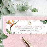Tropical Bat Mitzvah Gold Palm Watercolor Address Label<br><div class="desc">Be proud, rejoice and celebrate this milestone of your favorite Bat Mitzvah with this sophisticated, personalized return address label! Stylish, stunning, colorful, tropical watercolor birds of paradise flowers, faux gold Star of David and glitter dots and dark rose pink and gray modern sans serif type overlay a white background. Personalize...</div>