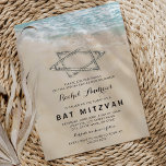 Tropical Bat Mitzvah Invitation<br><div class="desc">Beach themed bat mitzvah party invitations featuring a summer tropical island background,  a vintage sandy beach with the star of david in the shoreline,  and a mitzvah template that is easy to personalize.</div>