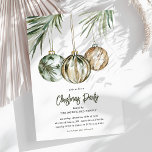 Tropical Baubles Christmas Party Invitation<br><div class="desc">Feeling tropical this holiday season! These stunning watercolor baubles hanging from palm tree leaves gives christmas in the sunshine vibes. The elegant party template is super easy to customize with your own event details.</div>