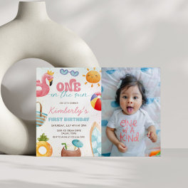 Tropical Beach 1st Birthday Party Photo Invitation