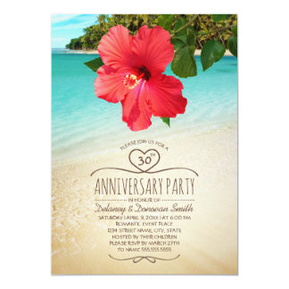Tropical Beach 30th Wedding Anniversary Party Card