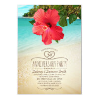 Tropical Beach 30th Wedding Anniversary Party Invitation