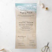 Tropical Beach 3 in 1 Wedding Tri-Fold Invitation