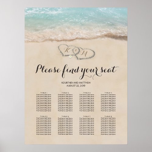 Tropical Beach 8 Table Wedding Seating Chart