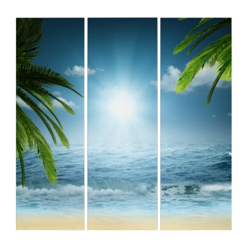 Tropical Beach Acrylic Triptych