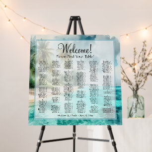 Tropical Beach Alphabetical Wedding Seating Chart Foam Board