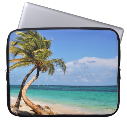 Tropical Beach And Palm Tree Laptop Sleeve