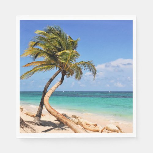 Tropical Beach And Palm Tree Napkins
