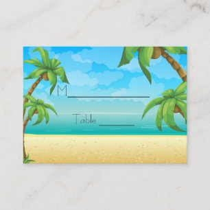 Tropical Beach and Palm Trees Place Setting Place Card