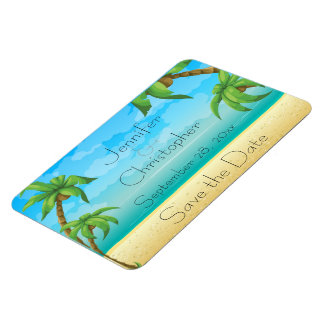 Tropical Beach and Palm Trees Save the Date Magnet
