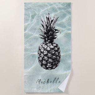Tropical Beach and Sandy Pineapple Custom Towel