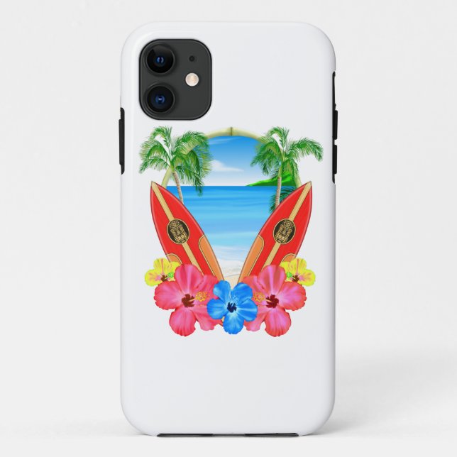 Tropical Beach And Surfboards Case-Mate iPhone Case (Back)