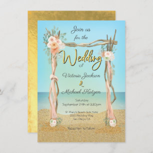 Tropical Beach Arbor Arch Wedding Invitation