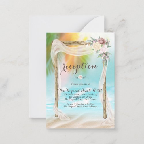 Tropical Beach Arbor Boho Wedding Reception Card