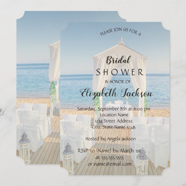 Tropical Beach Arbor Bridal Shower Invitation (Front/Back)