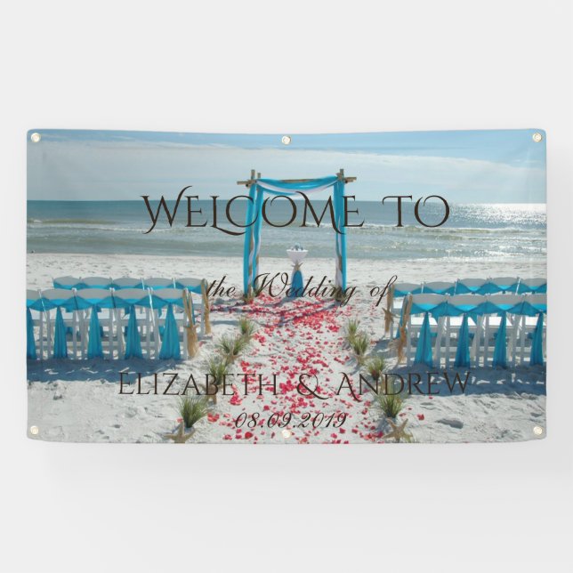Tropical Beach Arbor   Wedding Banner (Horizontal)